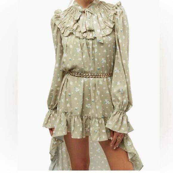 NWT WeWoreWhat REVOLVE High Low Polka Dot Floral Dress Fairycore Fairy - Large - Picture 1 of 5